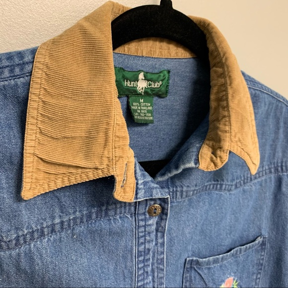 Vintage 90s Embroidered Denim Jean Button Down - Picture 4 of 14